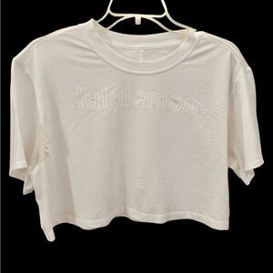 lululemon All Yours Organic White Cropped Logo Tee
